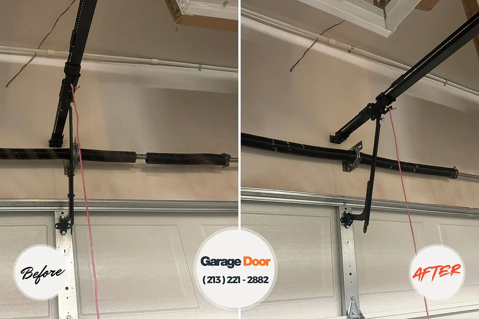 Before and after: garage door repair Alpine, NJ